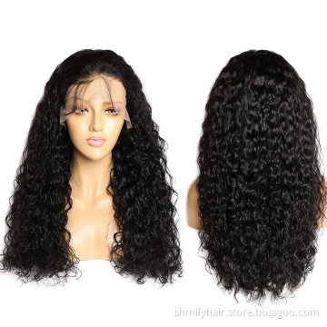 Factory Wholesale 10A Grade Raw Unprocessed Indian Human Hair Wig Cuticle Aligned Water Wave Lace Front Wig For Black Women